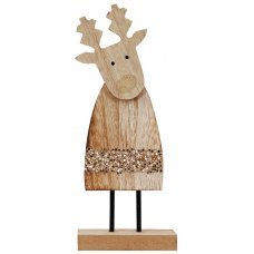 Χριστουγεννιάτικος Επιτραπέζιος Ξύλινος Τάρανδος (19cm)